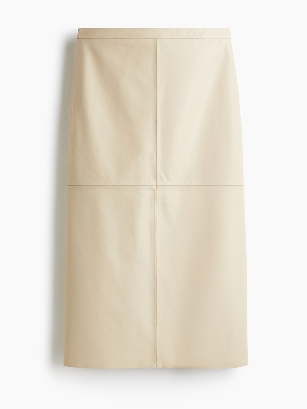 H&M Edition RARE ‼️Cream Faux-Leather Midi Pencil Skirt| HARD TO FIND SIZE 14